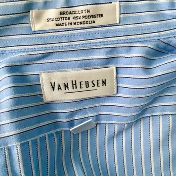 Van Heusen Men's Blue White Gray Long Sleeve Button Down 17 34/35 (XL) - Picture 5 of 5